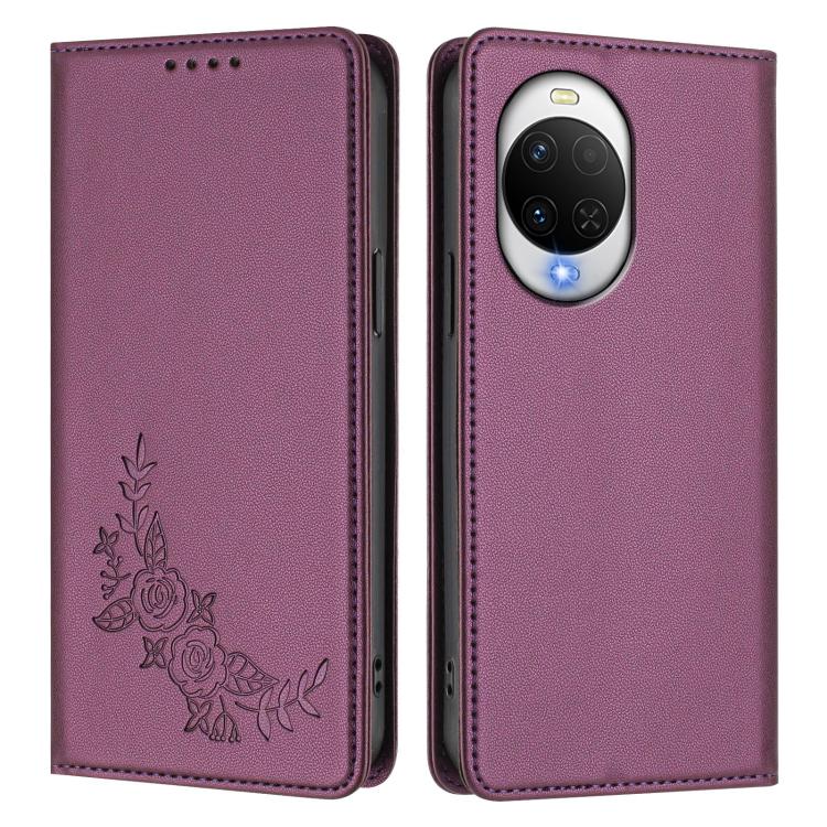 For Huawei nova 15 / nova 14 Peony Embossed Magnetic RFID Vegan Leather Phone Case