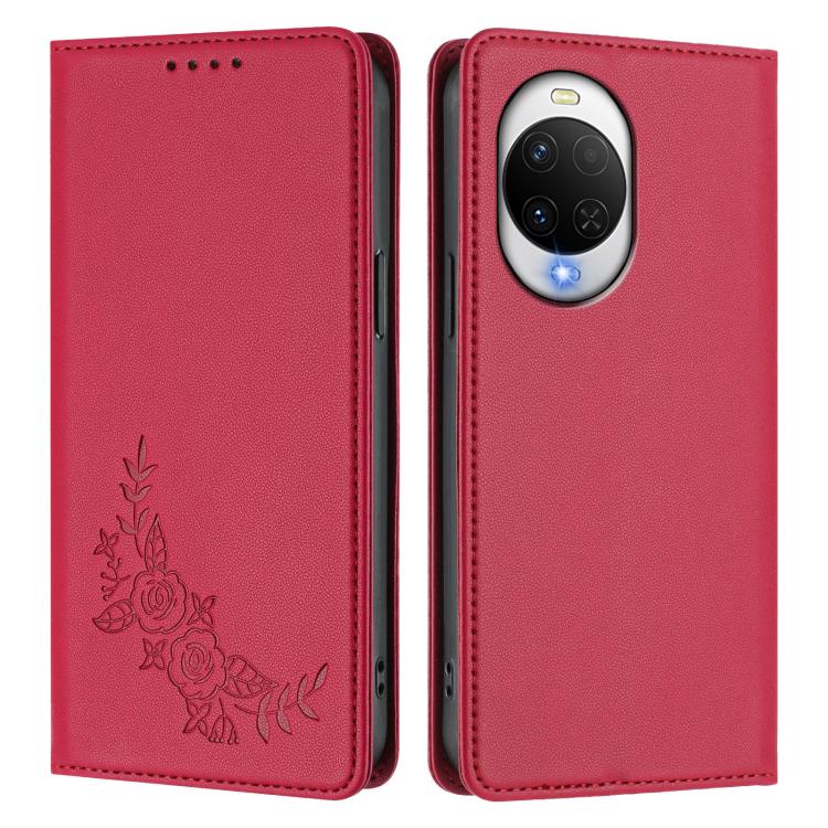 For Huawei nova 15 / nova 14 Peony Embossed Magnetic RFID Vegan Leather Phone Case