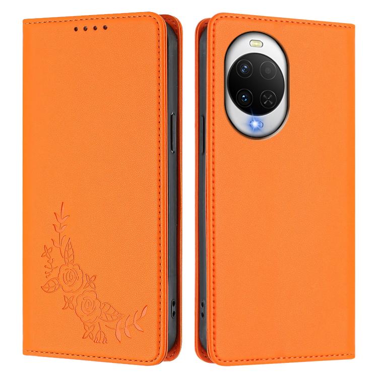 For Huawei nova 15 / nova 14 Peony Embossed Magnetic RFID Vegan Leather Phone Case