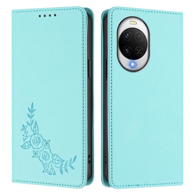 For Huawei nova 15 / nova 14 Peony Embossed Magnetic RFID Vegan Leather Phone Case