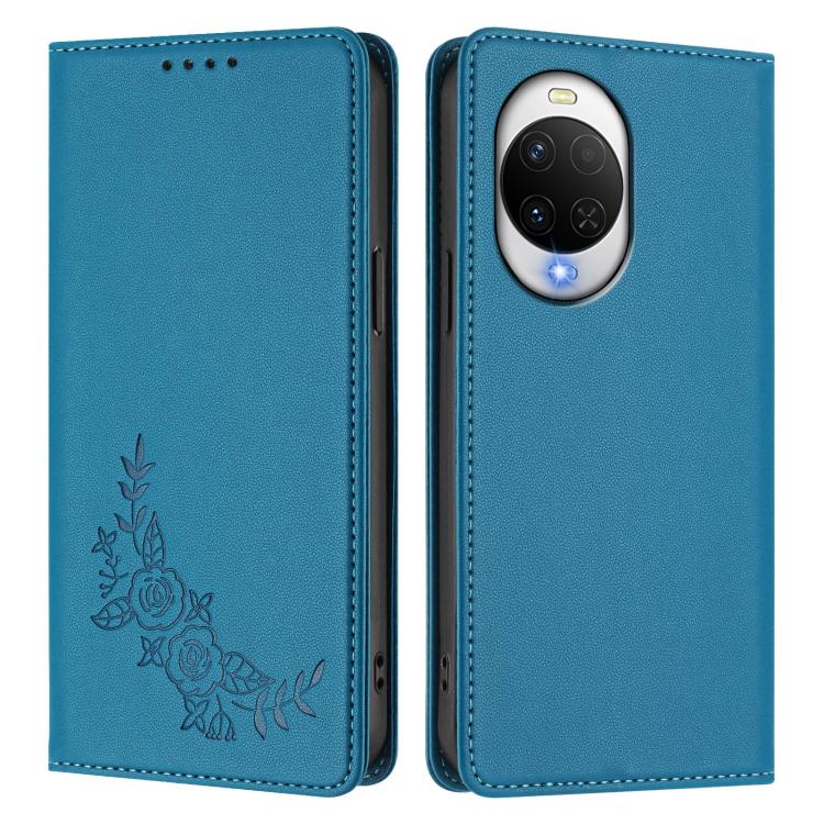 For Huawei nova 15 / nova 14 Peony Embossed Magnetic RFID Vegan Leather Phone Case