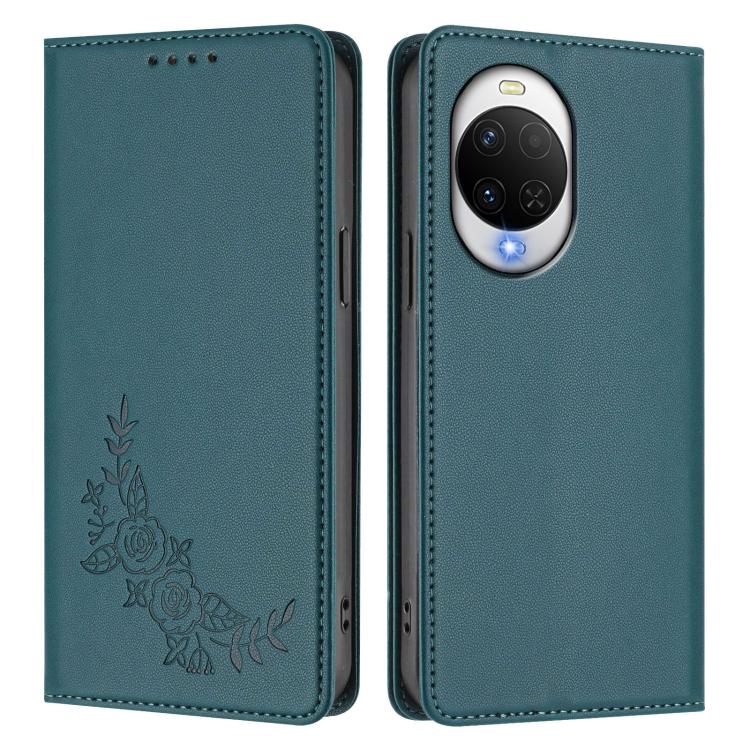 For Huawei nova 15 / nova 14 Peony Embossed Magnetic RFID Vegan Leather Phone Case
