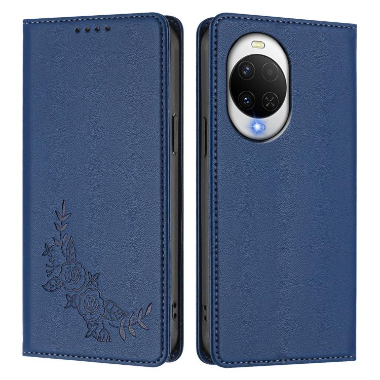 For Huawei nova 15 / nova 14 Peony Embossed Magnetic RFID Vegan Leather Phone Case