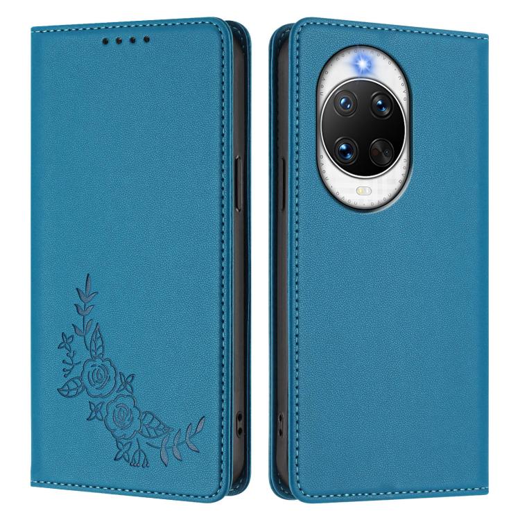 For Huawei nova 14 Pro Peony Embossed Magnetic RFID Vegan Leather Phone Case