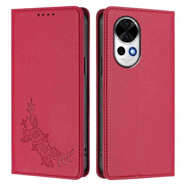 For Huawei nova 13 / nova 12 Peony Embossed Magnetic RFID Vegan Leather Phone Case