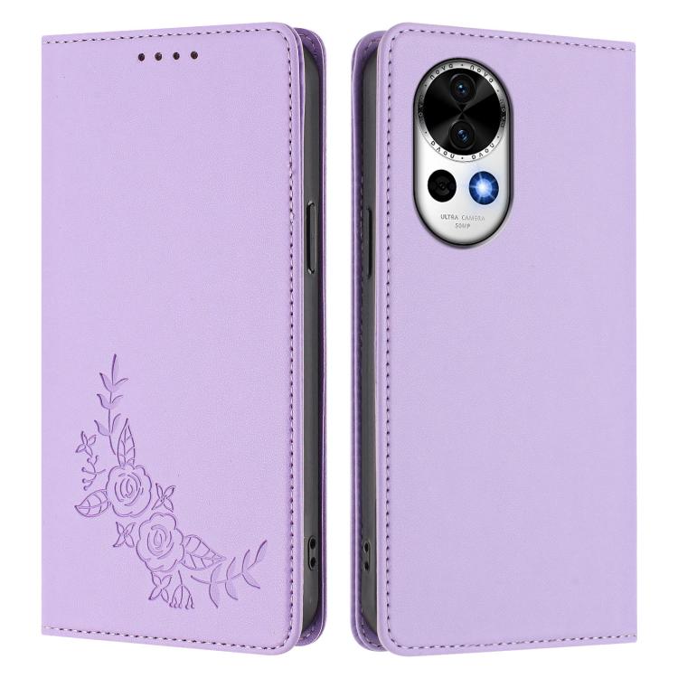 For Huawei nova 13 / nova 12 Peony Embossed Magnetic RFID Vegan Leather Phone Case