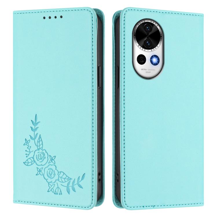 For Huawei nova 13 / nova 12 Peony Embossed Magnetic RFID Vegan Leather Phone Case