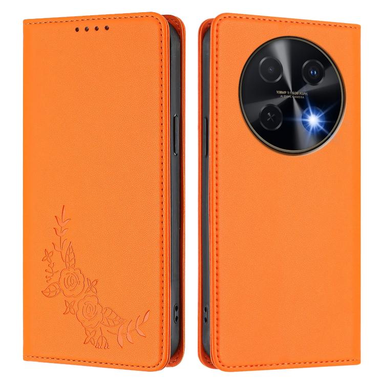 For Huawei nova 13i / nova 12i Peony Embossed Magnetic RFID Vegan Leather Phone Case