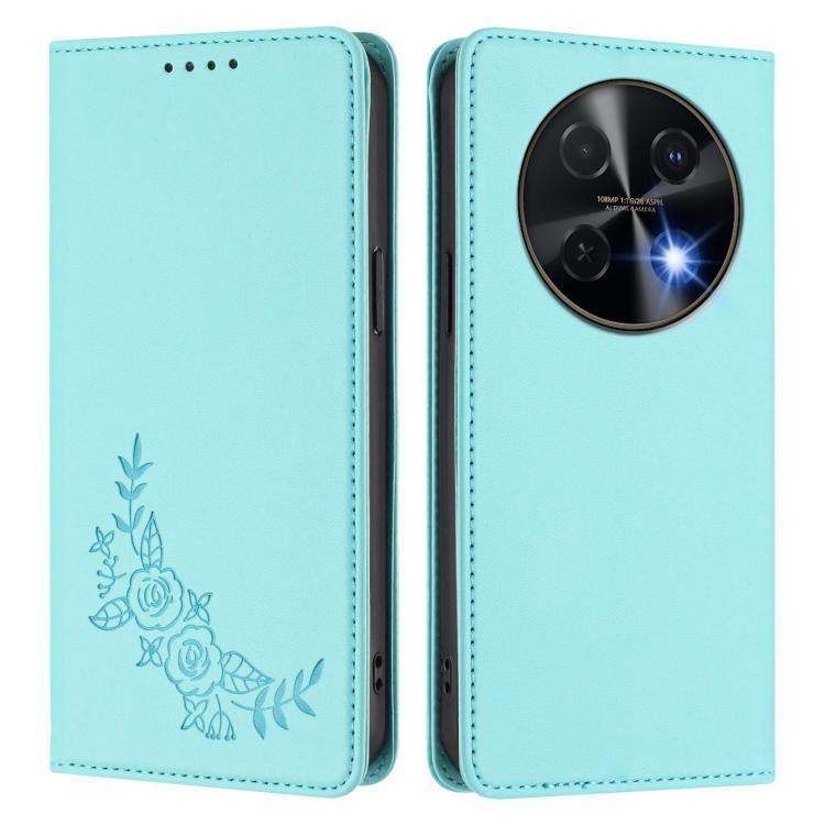 For Huawei nova 13i / nova 12i Peony Embossed Magnetic RFID Vegan Leather Phone Case