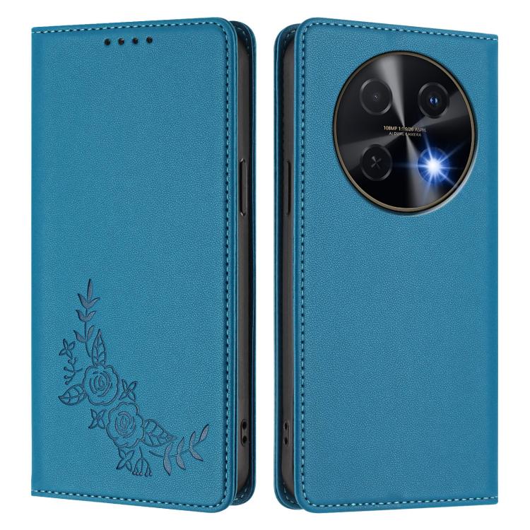 For Huawei nova 13i / nova 12i Peony Embossed Magnetic RFID Vegan Leather Phone Case