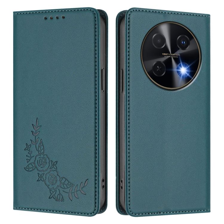 For Huawei nova 13i / nova 12i Peony Embossed Magnetic RFID Vegan Leather Phone Case