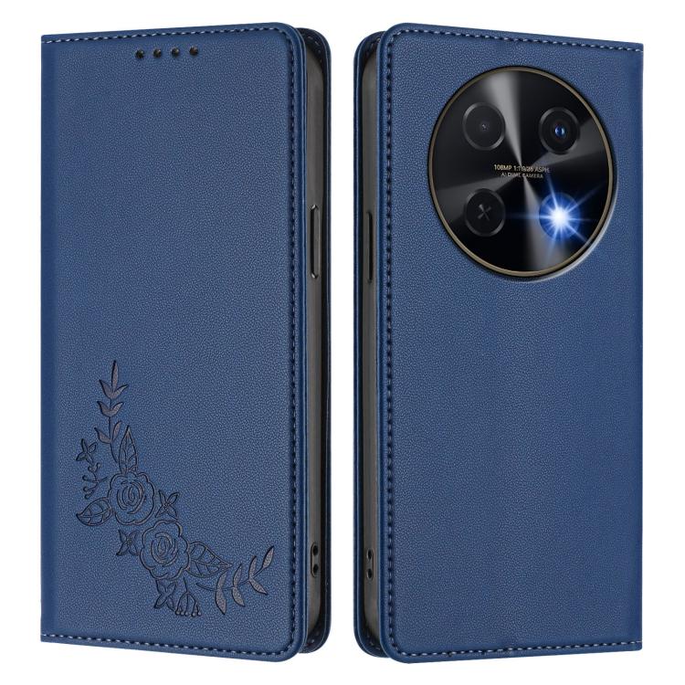 For Huawei nova 13i / nova 12i Peony Embossed Magnetic RFID Vegan Leather Phone Case