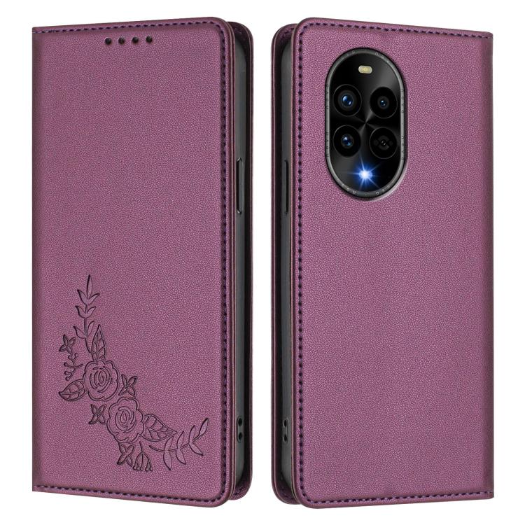 For Huawei nova 13 Pro Peony Embossed Magnetic RFID Vegan Leather Phone Case