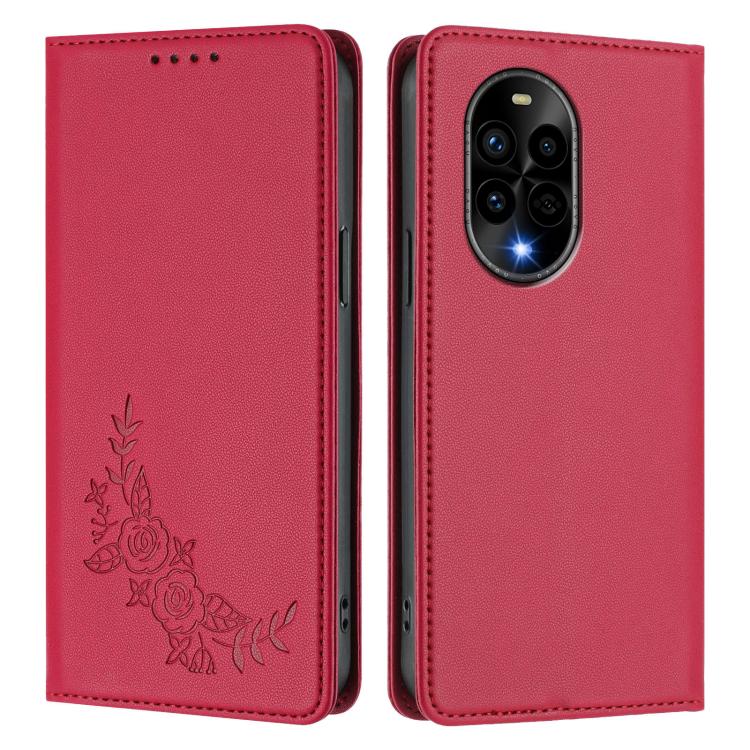 For Huawei nova 13 Pro Peony Embossed Magnetic RFID Vegan Leather Phone Case