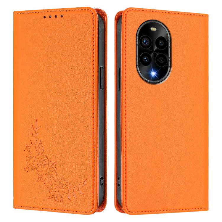 For Huawei nova 13 Pro Peony Embossed Magnetic RFID Vegan Leather Phone Case