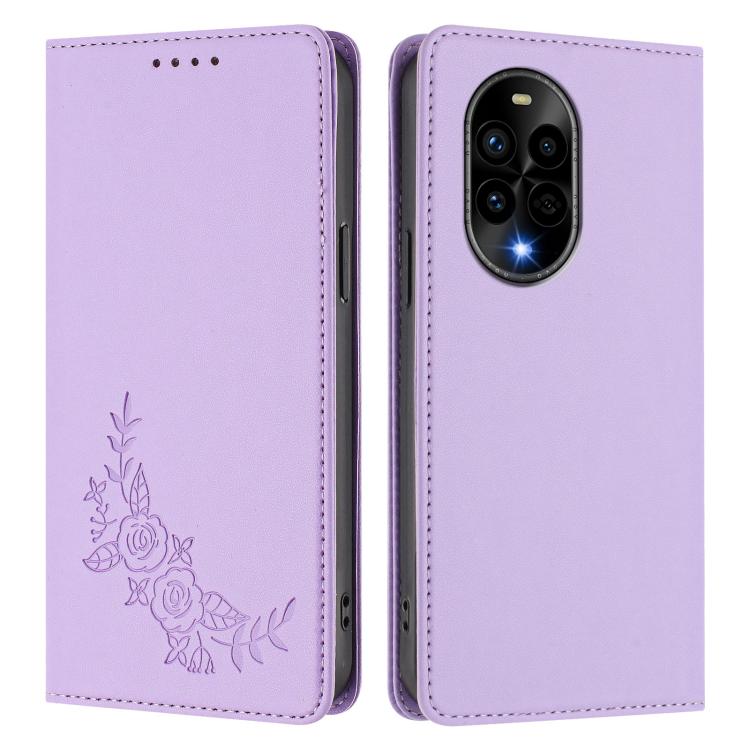 For Huawei nova 13 Pro Peony Embossed Magnetic RFID Vegan Leather Phone Case