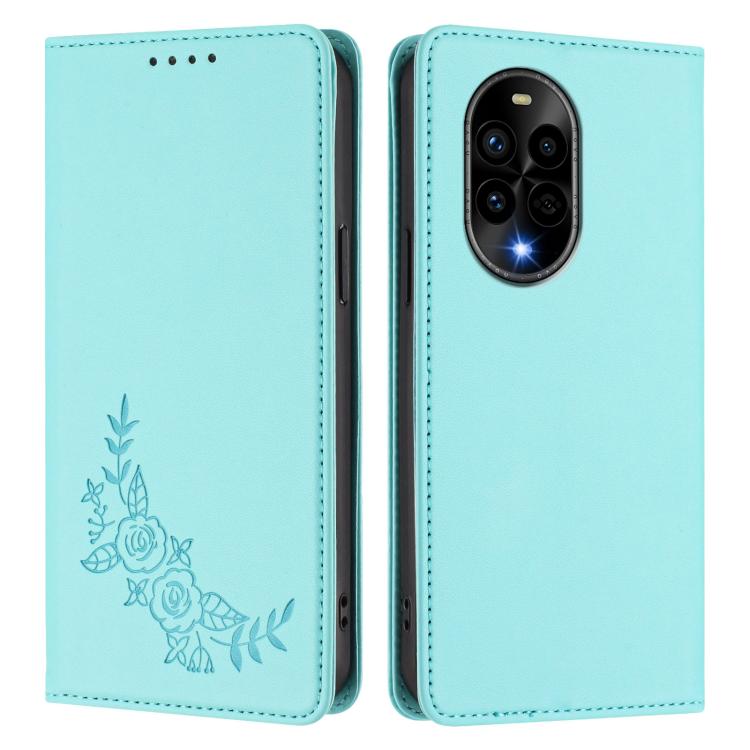 For Huawei nova 13 Pro Peony Embossed Magnetic RFID Vegan Leather Phone Case