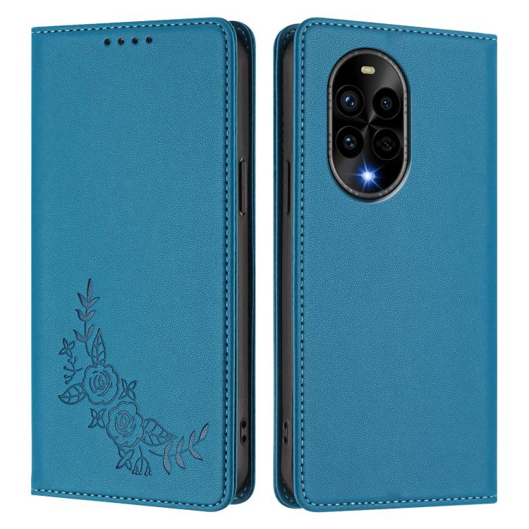For Huawei nova 13 Pro Peony Embossed Magnetic RFID Vegan Leather Phone Case