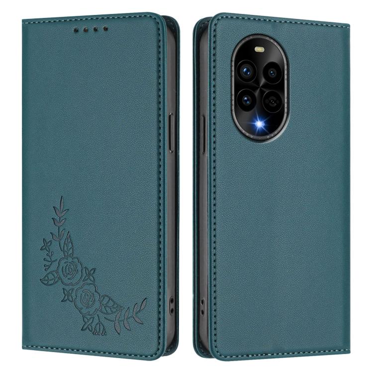 For Huawei nova 13 Pro Peony Embossed Magnetic RFID Vegan Leather Phone Case