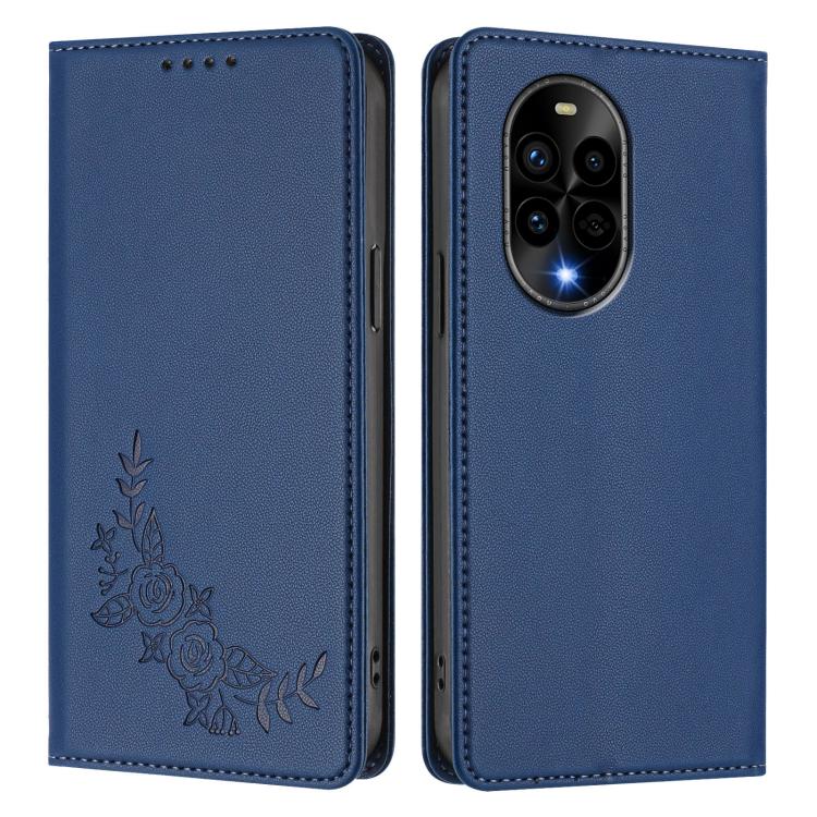 For Huawei nova 13 Pro Peony Embossed Magnetic RFID Vegan Leather Phone Case