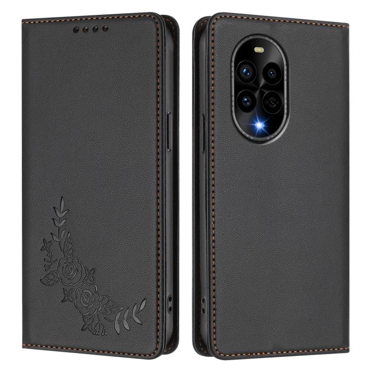 For Huawei nova 13 Pro Peony Embossed Magnetic RFID Vegan Leather Phone Case