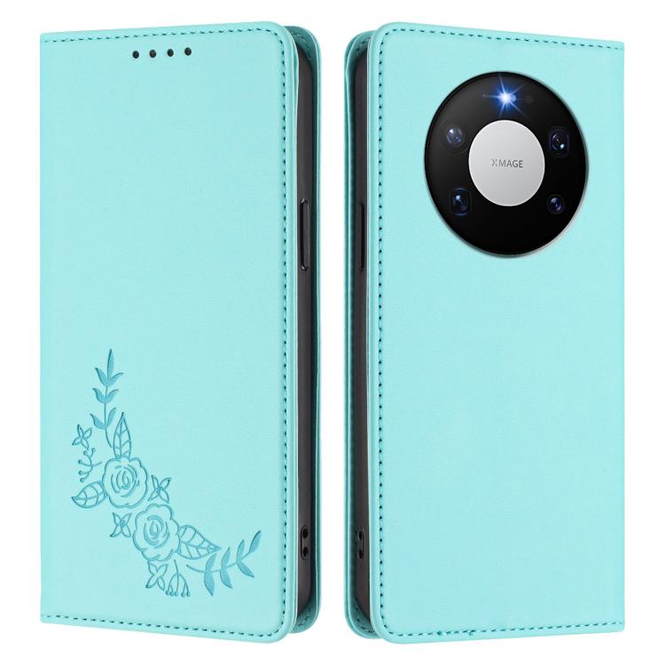 For Huawei Mate 80 / Mate 80 Pro Peony Embossed Magnetic RFID Vegan Leather Phone Case