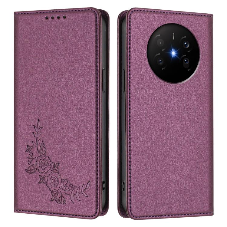 For Huawei Mate 70 Air 5G Peony Embossed Magnetic RFID Vegan Leather Phone Case