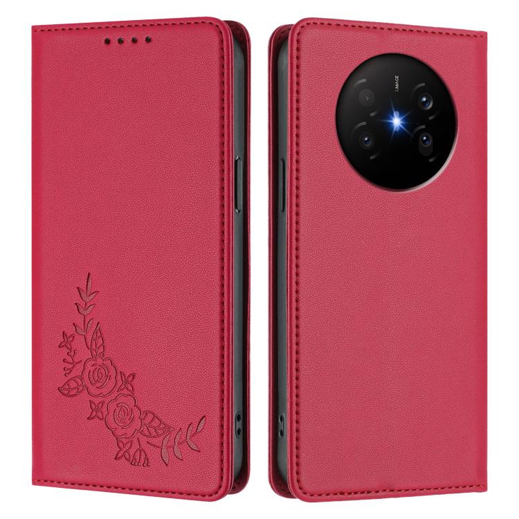 For Huawei Mate 70 Air 5G Peony Embossed Magnetic RFID Vegan Leather Phone Case