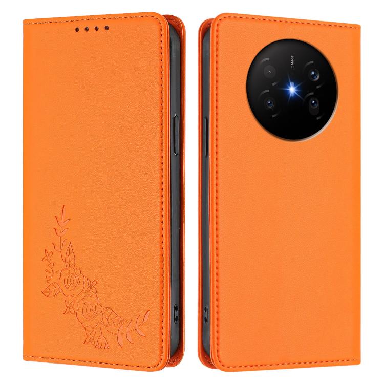 For Huawei Mate 70 Air 5G Peony Embossed Magnetic RFID Vegan Leather Phone Case