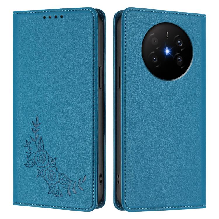 For Huawei Mate 70 Air 5G Peony Embossed Magnetic RFID Vegan Leather Phone Case