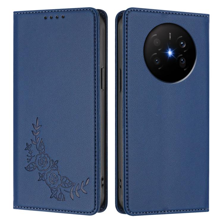 For Huawei Mate 70 Air 5G Peony Embossed Magnetic RFID Vegan Leather Phone Case
