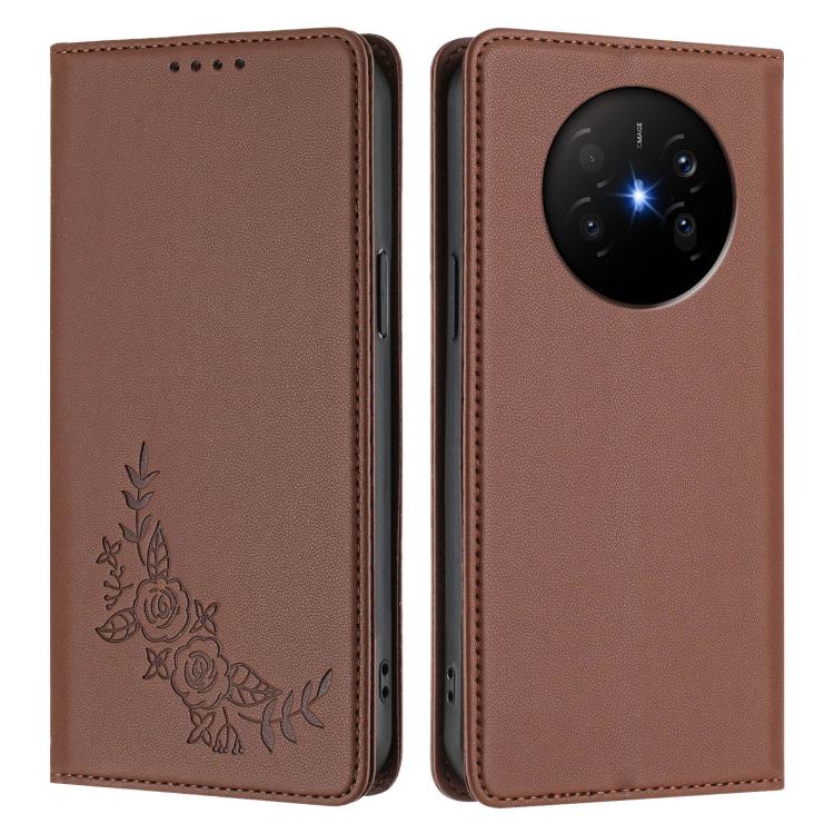 For Huawei Mate 70 Air 5G Peony Embossed Magnetic RFID Vegan Leather Phone Case