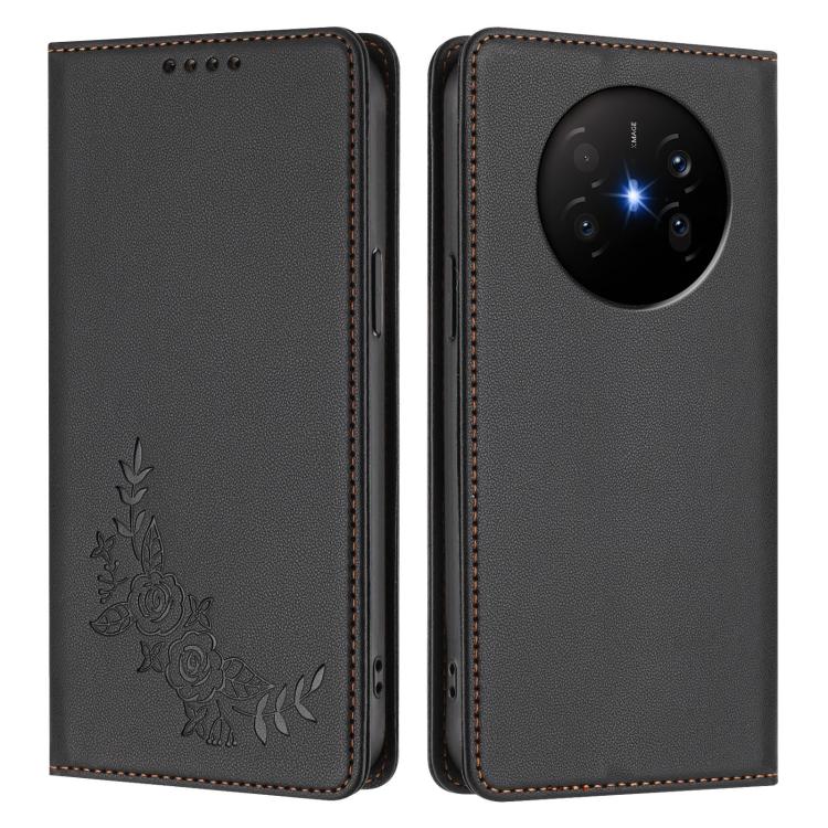 For Huawei Mate 70 Air 5G Peony Embossed Magnetic RFID Vegan Leather Phone Case