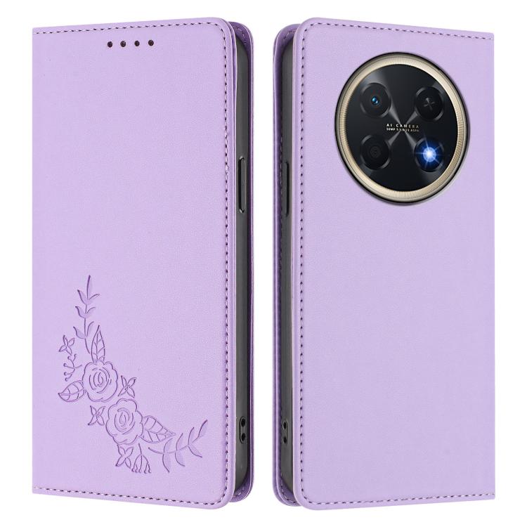 For Huawei Pura 90 Pro Max 5G Peony Embossed Magnetic RFID Vegan Leather Phone Case