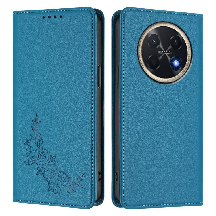 For Huawei Pura 90 Pro Max 5G Peony Embossed Magnetic RFID Vegan Leather Phone Case