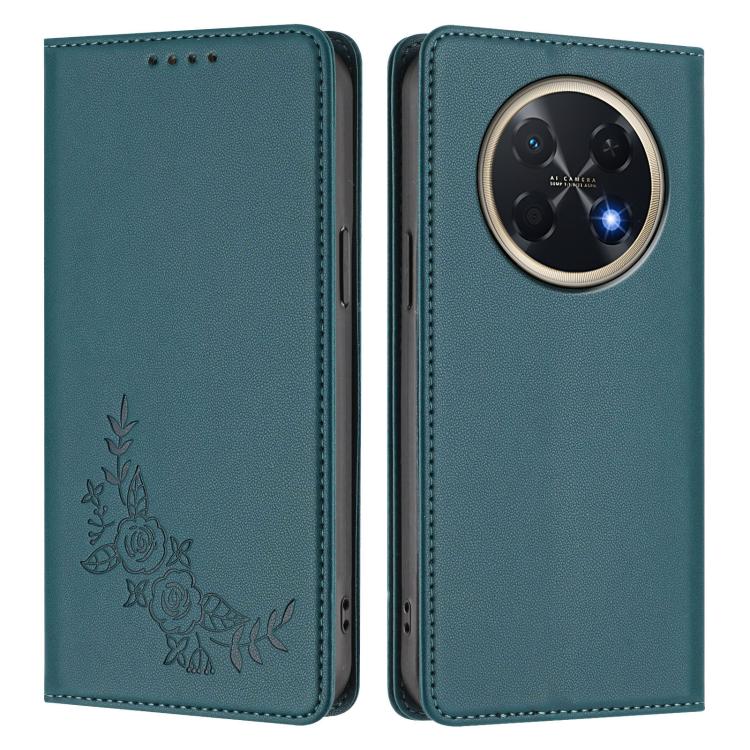 For Huawei Pura 90 Pro Max 5G Peony Embossed Magnetic RFID Vegan Leather Phone Case