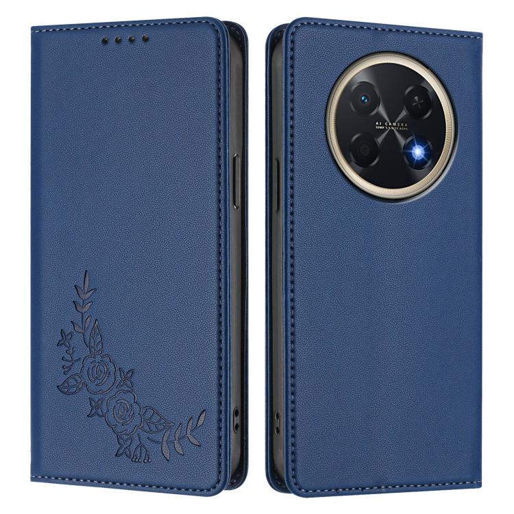 For Huawei Pura 90 Pro Max 5G Peony Embossed Magnetic RFID Vegan Leather Phone Case
