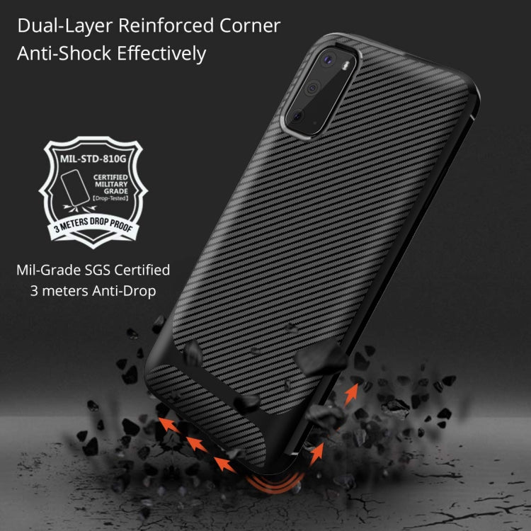 For Samsung Galaxy Note20 Ultra Carbon Fiber Texture Shockproof TPU Protective Case