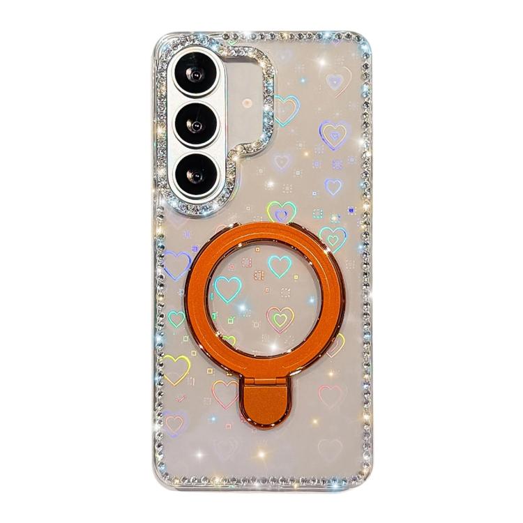 For Samsung Galaxy S26+ 5G Double-Sided IMD Rhinestone Magnetic Holder Shockproof Phone Case