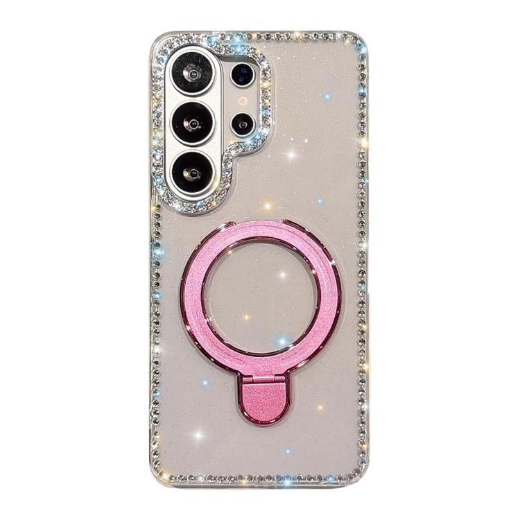 For Samsung Galaxy S26 Ultra 5G Double-Sided IMD Rhinestone Magnetic Holder Shockproof Phone Case