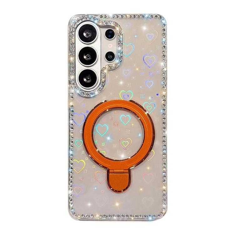 For Samsung Galaxy S26 Ultra 5G Double-Sided IMD Rhinestone Magnetic Holder Shockproof Phone Case