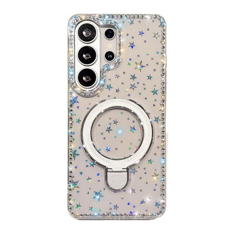 For Samsung Galaxy S26 Ultra 5G Double-Sided IMD Rhinestone Magnetic Holder Shockproof Phone Case