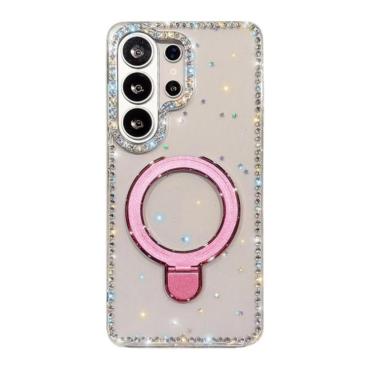 For Samsung Galaxy S26 Ultra 5G Double-Sided IMD Rhinestone Magnetic Holder Shockproof Phone Case