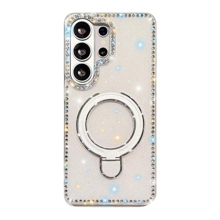 For Samsung Galaxy S26 Ultra 5G Double-Sided IMD Rhinestone Magnetic Holder Shockproof Phone Case
