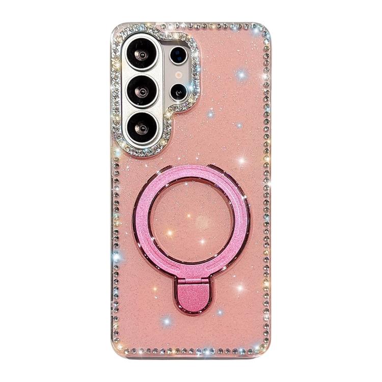 For Samsung Galaxy S26 Ultra 5G Double-Sided IMD Rhinestone Magnetic Holder Shockproof Phone Case