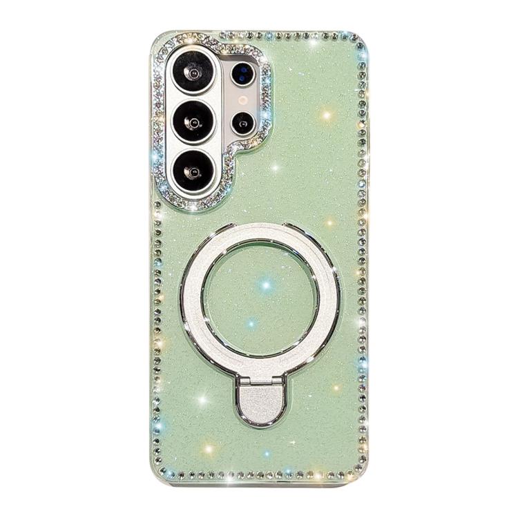For Samsung Galaxy S26 Ultra 5G Double-Sided IMD Rhinestone Magnetic Holder Shockproof Phone Case