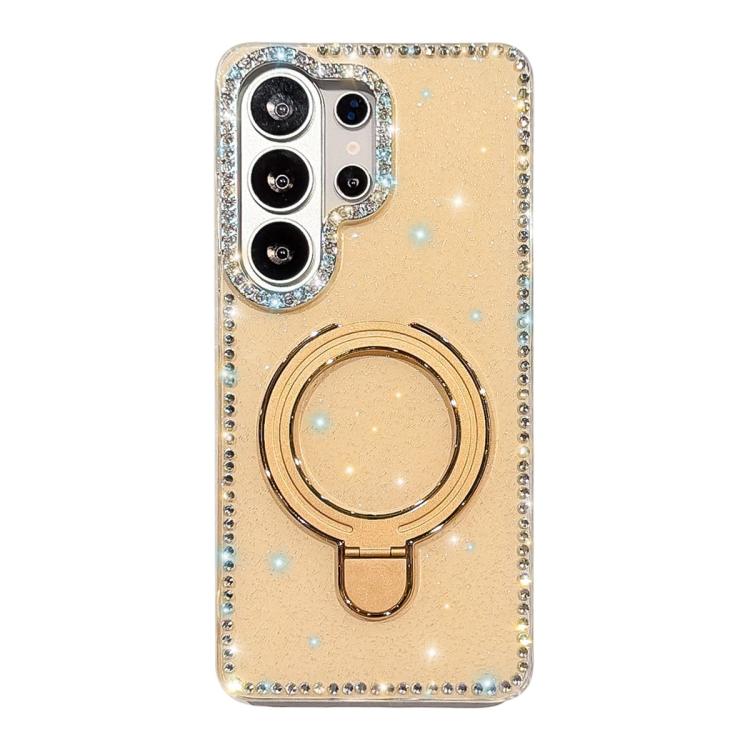 For Samsung Galaxy S26 Ultra 5G Double-Sided IMD Rhinestone Magnetic Holder Shockproof Phone Case