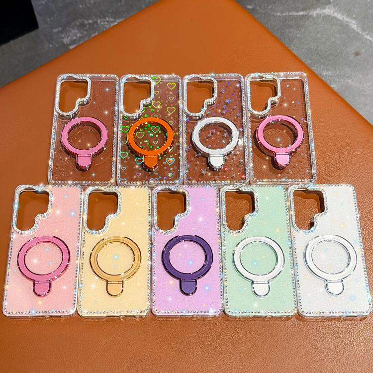 For Samsung Galaxy S26+ 5G Double-Sided IMD Rhinestone Magnetic Holder Shockproof Phone Case