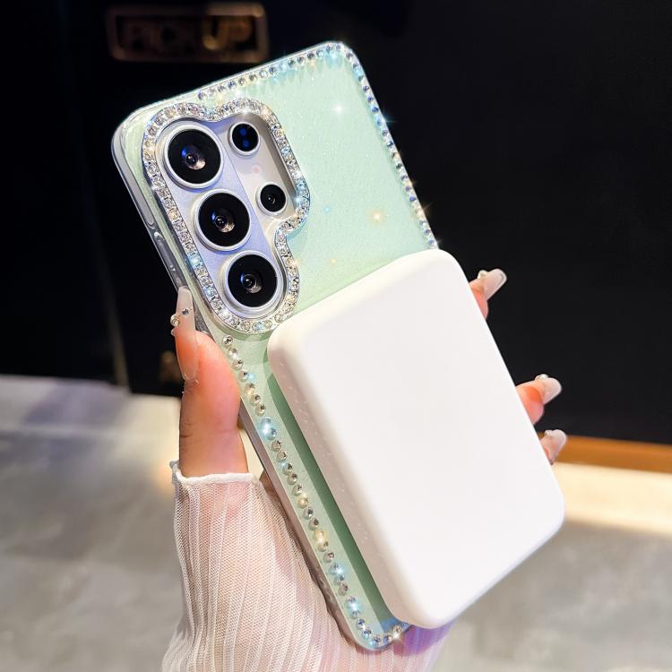 For Samsung Galaxy S26+ 5G Double-Sided IMD Rhinestone Magnetic Holder Shockproof Phone Case