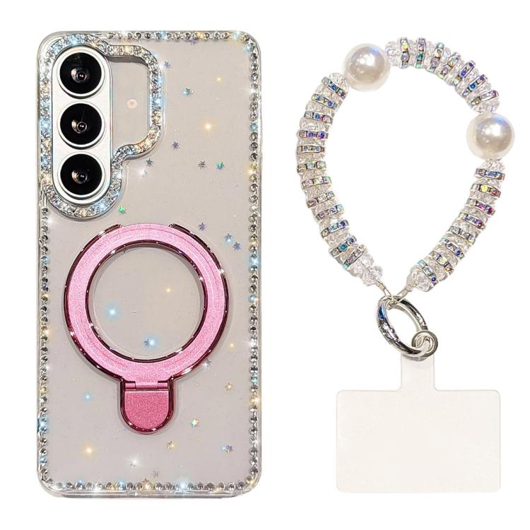 For Samsung Galaxy A57 5G Double-Sided IMD Rhinestone Magnetic Holder Shockproof Phone Case With Bracelet